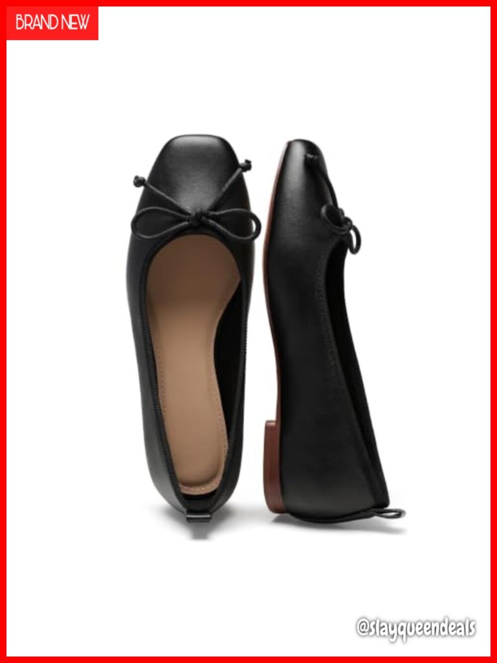 Women's Ballet Flats Faux Leather Slip On Closed Toe Bow Comfortable Walking